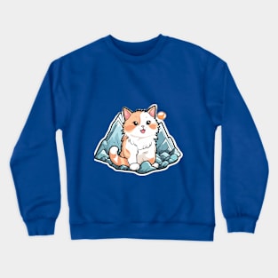 Orange Cat Mountain View Art Crewneck Sweatshirt